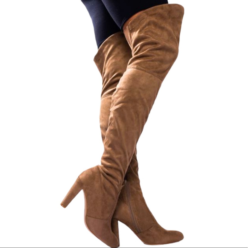 Brown Taupe Knee High Over the Knees Tall Slouchy Boots
